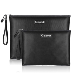 HLD Fireproof Document Bags, Waterproof And Fireproof Money Bag \w Zipper, Storage Pouch for Documents \w Strap, Portable 2 Sizes, Money Safe Bags