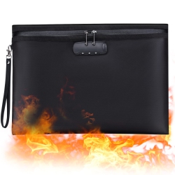 HLD Fireproof File Bag \w Lock, 14X10” Fireproof And Splash-Proof Document Bags, Fire Safe Storage Pouch \w Zipper Closure for Cash Credit Card