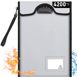 HLD Fireproof Document Bag \w Lock (4200), Balaperi 15”X 11”Fireproof Money Bag, Waterproof Zipper Pouch for A4 A5 Legal Letter Size Document