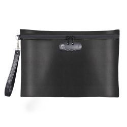 HLD Firedog Fireproof Document Bag \w Lock, Fireproof Waterproof Money Bag Safe Storage Pouch for A4 Documents, File, Cash And Valuables(Black