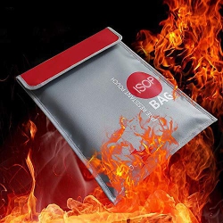 HLD Fireproof Money Safe Document Bag 15" X 11" Non-Itchy Silicone Coated Fire Resistant Waterproof Money Bag Safe Storage for Money, Documents
