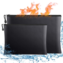 HLD Fireproof Document Bags 2 Pack, 15”X 11”Large Waterproof And Fireproof Folder Money Bag And 11.4”X8.3”Fireproof Safe Storage Pouch \w