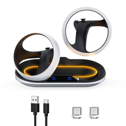 HLD Charging Station for Playstation Vr2 Sense Controller, Psvr2 Charger \w Led Indicator, Ps Vr2 Charging Dock \w 2 Magnetic Type-C Connectors And
