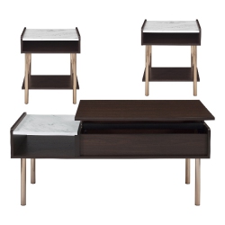 STEVE SILVER COMPANY Carrie Walnut Finished Wood 3-Piece Occasional Set