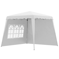OUTSUNNY Pop Up Canopy Tent \w 2 Sidewalls, Uv50+ Tents for Parties, Height Adjustable, \w Carry Bag And Slant Legs, for Outdoor, Garden, Patio, 8 X