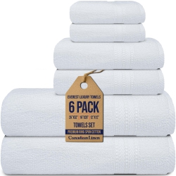 CANADIAN LINEN Luxury Everest Towels, Pack Of 6 (Bath, Hand, Face Cloth Set) Soft Absorbent Cotton Lightweight Quick Dry Towel for Home Resort