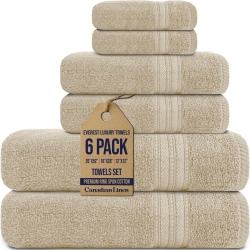 CANADIAN LINEN Luxury Everest Towels, Pack Of 6 (Bath, Hand, Facial Face Cloth Set) Soft Absorbent Cotton Lightweight Quick Dry Towel for Spa's