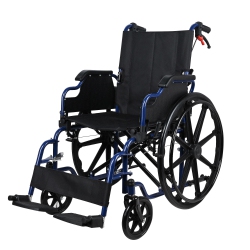 LIVINGBASICS Lightweight Collapsible Transport Wheelchair With Swing Away Footrests, Foldable With 23.6" Rear Wheel Support Weight Up to 220 Lbs