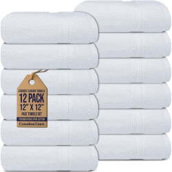 CANADIAN LINEN 12 Pack Luxury Everest Washcloths, 12”X12”, Soft Absorbent Cotton Lightweight Quick Dry Face Towels Set for Home, Hotel, Resorts