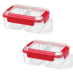 LOCKNLOCK - Set Of 2 Easyluch Divided Meal Containers, 946Ml Capacity In Red