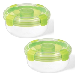 LOCKNLOCK - Set Of 2 Easylunch Salad Containers, 1.3 Liter Capacity In Green