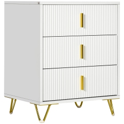 HOMCOM Dresser for Bedroom With 3 Drawers, Modern Chest Of Drawers With Metal Legs And Steel Handles for Living Room In White