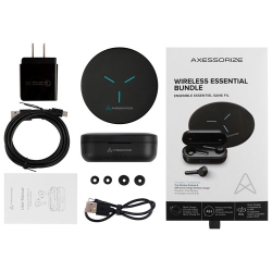 AXESSORIZE Essential Bundle | In-Ear Truly Wireless Headphones With Wireless Charger, 3.0 Wall Adapter, And USB-C Cable - 2 Pack