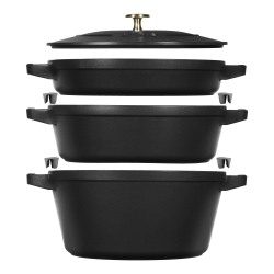 STAUB Stackable Set Stackable Set Medium 4 Piece Cast Iron In Black