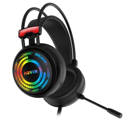 AQVIN Q300 RGB Wired Gaming Headset, RGB Backlight, 7.1 Stereo Surround Sound, 50MM Drivers, Adjustable Microphone, Over-Ear Headphones for PC