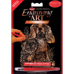 ROYAL BRUSH Royal & Langnickel(R) Copper Foil Engraving Art Kit 5"x7"-Kitten & Puppy