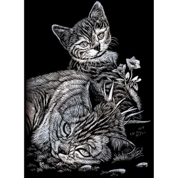 ROYAL BRUSH Royal & Langnickel(R) Foil Engraving Art Kit 5"x7"-Tabby Cat & Kitten In Silver
