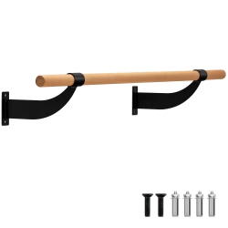 GYMAX 4Ft Single Ballet Bar Wall-Mounted Beech Wood Barre Yoga Stretching Studio Home