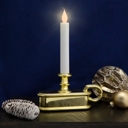 NORTHLIGHT Led Lighted Window Candle With Handle Base - 9.5" - And Gold In White