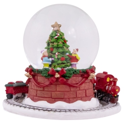 NORTHLIGHT Christmas Tree With Revolving Train Musical Snow Globe - 6.5