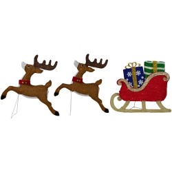 NORTHLIGHT 59" Lighted Reindeer With Sleigh Christmas Decoration
