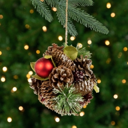NORTHLIGHT Berry And Pinecones Mixed Foliage Frosted Christmas Ball Ornament - 5.5