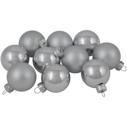 NORTHLIGHT 10Ct Shiny And Matte Glass Ball Christmas Ornaments 1.75" (45Mm) In Silver
