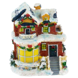 NORTHLIGHT Two Story Snowy House With Garland And Wreaths Christmas Village Decoration - 4