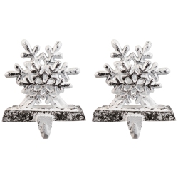 NORTHLIGHT Double Snowflake Christmas Stocking Holders - 4.75" - - Set Of 2 In Silver