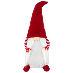 NORTHLIGHT Standing Girl Gnome With Hands In Pocket Christmas Figure - 20.5" - And White In Red