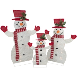 NORTHLIGHT Set Of 3 Led Lighted Family Of Snowmen Outdoor Christmas Decoration