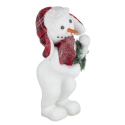 NORTHLIGHT Frosted Snowman With Wreath Christmas Figure - 16