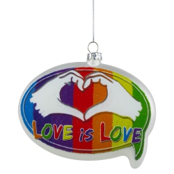 NORTHLIGHT 4.75" Pride 'love Is Love' Speech Bubble Glass Christmas Ornament