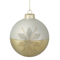 NORTHLIGHT Glittered Snowflake Glass Christmas Ball Ornament - 4" - In Gold