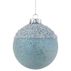 NORTHLIGHT 4" Silver And Beaded Glass Christmas Ornament In Blue