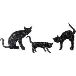NORTHLIGHT Led Lighted Cat Family Outdoor Halloween Decorations - 27.5" - Set Of 3 In Black