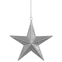 NORTHLIGHT Speckled Style Hanging Star Christmas Ornament - 5.5" - In Silver