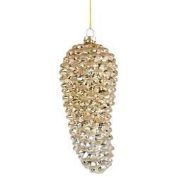 NORTHLIGHT Pine Cone Glass Christmas Ornament - 7.25" - In Gold