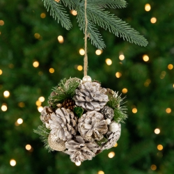 NORTHLIGHT Glitter Pine Needle And Pinecones Christmas Ball Ornament - 5.5