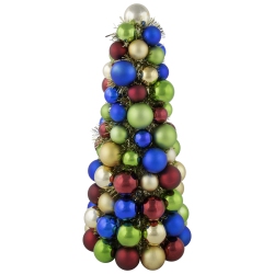 NORTHLIGHT Shatterproof Ball Christmas Tree With Tinsel - 15.75" - Multicolor