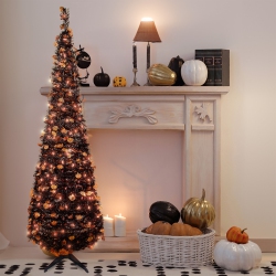 NORTHLIGHT Pre-Lit Pop Up Jack O' Lantern Artificial Halloween Tree - 6' - Lights In Orange