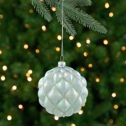 NORTHLIGHT Iridescent Glass Christmas Ball Ornament - - 4.5" In Blue