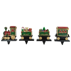 NORTHLIGHT Set Of 4 Merry Christmas Train Stocking Holders 5