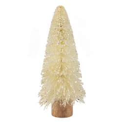 NORTHLIGHT Glittered Sisal Christmas Tree With Wooden Base Decoration - 8.75" - Cream