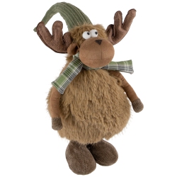 NORTHLIGHT Whimsical Standing Moose With Plaid Scarf Christmas Decoration - 13