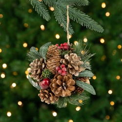 NORTHLIGHT Mixed Foliage Frosted Pinecone And Berry Christmas Ball Ornament - 6