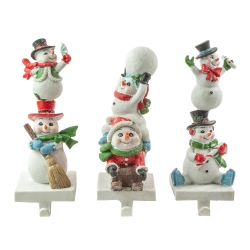 NORTHLIGHT Set Of 3 Snowmen Christmas Stocking Holders 9