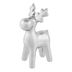 NORTHLIGHT Sleek Ceramic Standing Moose Christmas Figurine - 7" - Finish In Silver