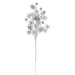NORTHLIGHT 34" Jingle Bells And Glitter Snowflakes Artificial Christmas Spray In Silver