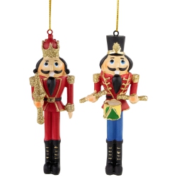 NORTHLIGHT Set Of 2 Nutcracker King And Soldier Christmas Ornaments 5.75